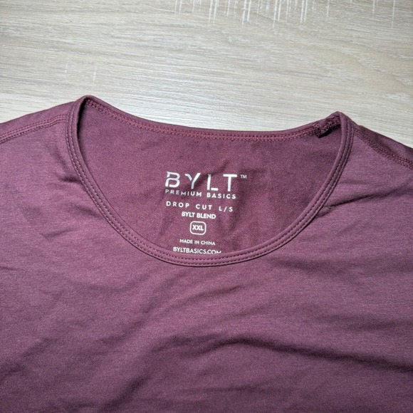 BYLT Premium Basics Performance Drop Cut Long Sleeve Shirt 2XL‎ Men's Top Purple - Picture 3 of 6